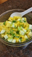 Mango, cucumber, cilantro salad.